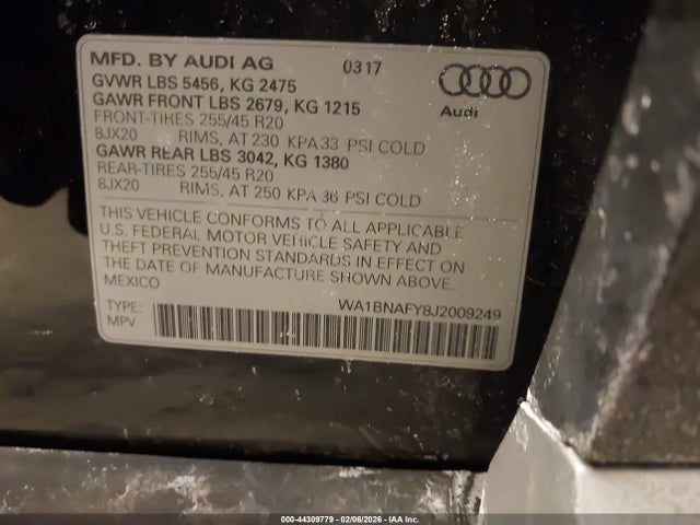 2018 AUDI Q5 WA1BNAFY8J2009249 Photo 8