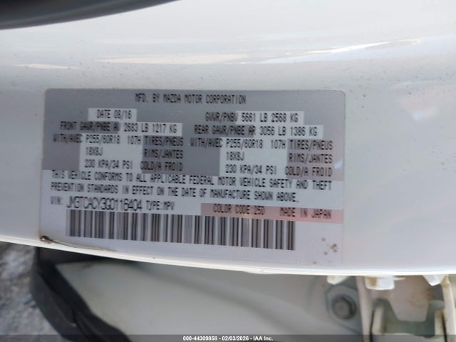 Aukcja sprzedaży 2016 Mazda Cx-9 Touring, vin: JM3TCACY3G0116404, numer aukcji: 44309858