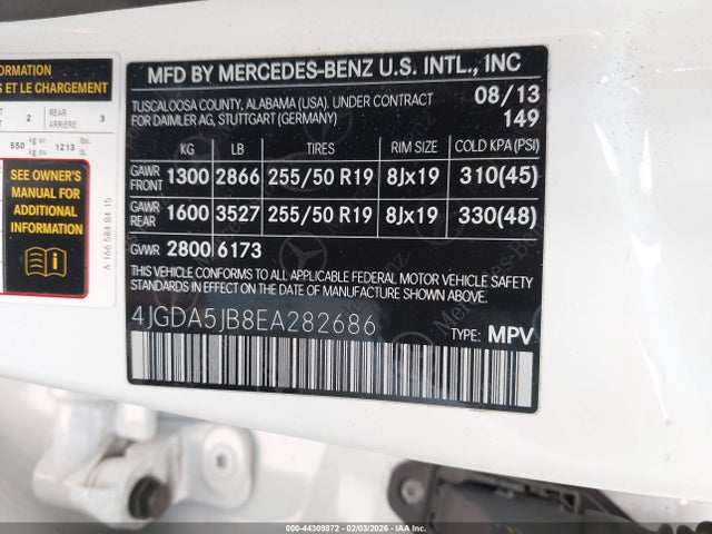 Mercedes-Benz ML 350 2014 4JGDA5JB8EA282686 Image 9