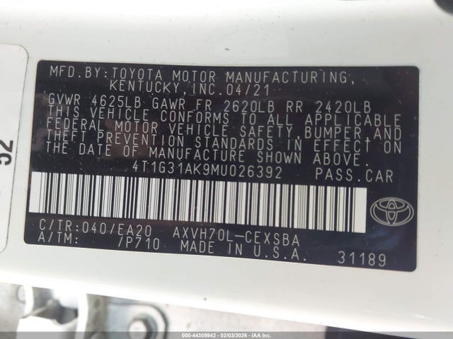 4T1G31AK9MU026392 Toyota Camry Se Hybrid