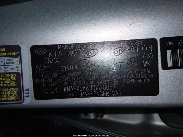 KNAFX5A81F5328057 KIA FORTE EX