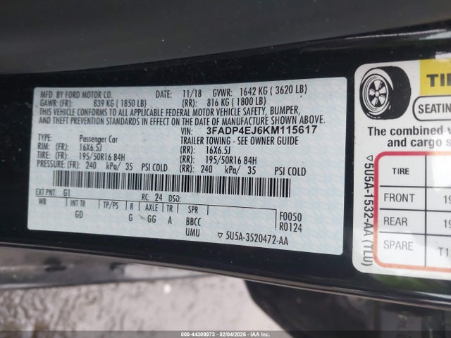 2019 FORD FIESTA 3FADP4EJ6KM115617 Photo 8