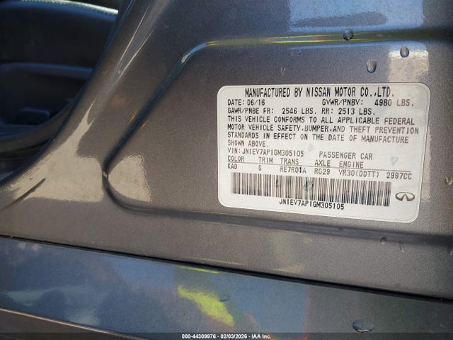 Продаж на аукціоні авто 2016 Infiniti Q50 3.0t Premium, vin: JN1EV7AP1GM305105, номер лоту: 44309976