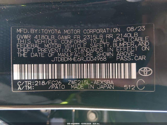 JTDBDMHE6RJ004968 Toyota Corolla Hybrid Se