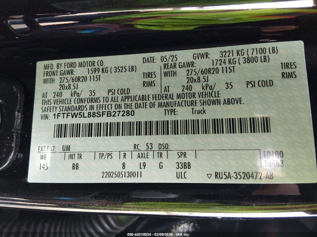 Ford F-150 Lariat 2025 1FTFW5L88SFB27280 Image 9