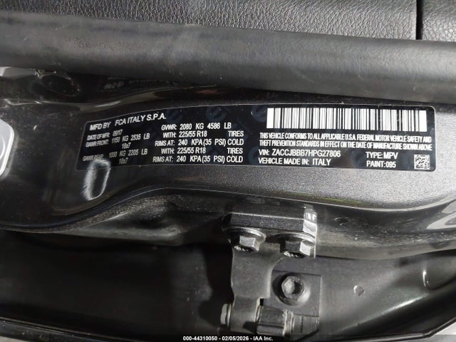 Aukcja sprzedaży 2017 Jeep Renegade Altitude 4x4, vin: ZACCJBBB7HPG27806, numer aukcji: 44310050