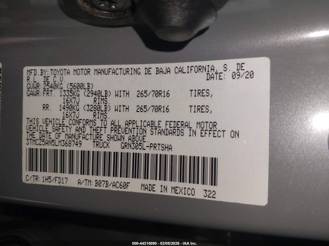3TMCZ5AN5LM368749 Toyota Tacoma Trd Off-road