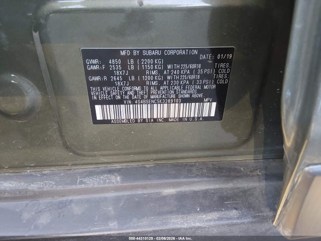 2019 SUBARU OUTBACK 4S4BSENC5K3289103 Photo 8