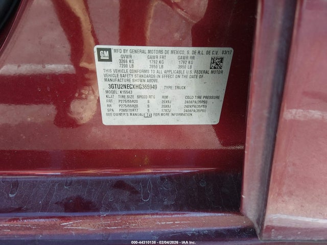 3GTU2NECXHG365949 GMC Sierra 1500 Slt