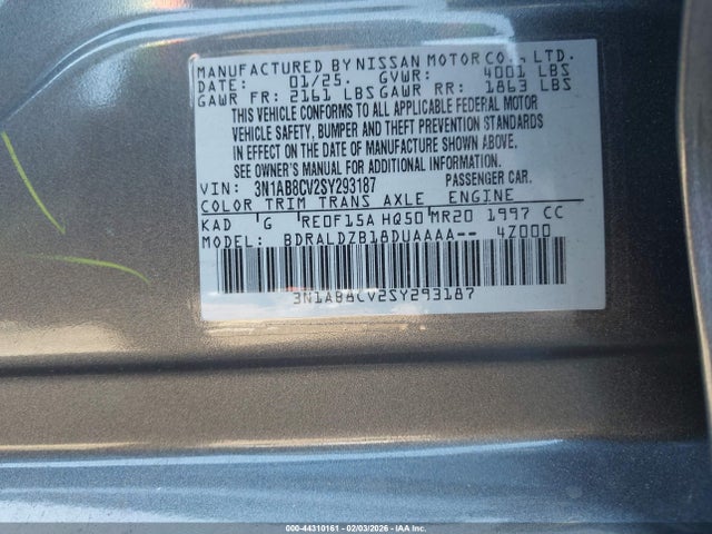 Nissan SENTRA SV 2025 3N1AB8CV2SY293187 Image 9