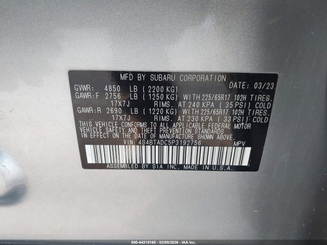 2023 SUBARU OUTBACK 4S4BTADC5P3192756 Photo 8