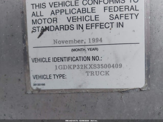 1995 Gmc Forward Control Chassis P3500 მანქანა იყიდება აუქციონზე, vin: 1GDKP32KXS3500409, აუქციონის ნომერი: 44310175