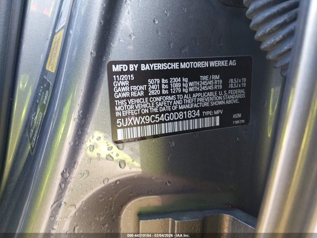 Продажа на аукционе авто 2016 Bmw X3 Xdrive28i, vin: 5UXWX9C54G0D81834, номер лота: 44310184