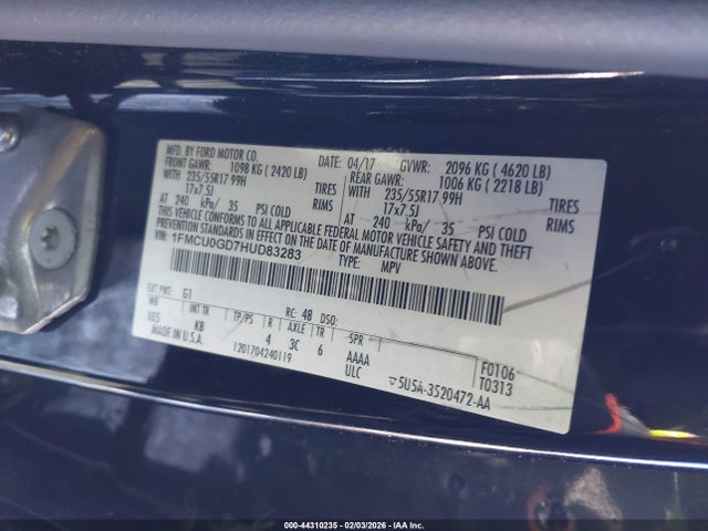 1FMCU0GD7HUD83283 Ford ESCAPE SE