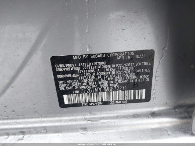 Subaru Crosstrek Premium 2021 JF2GTAPC7M8672271 Image 9
