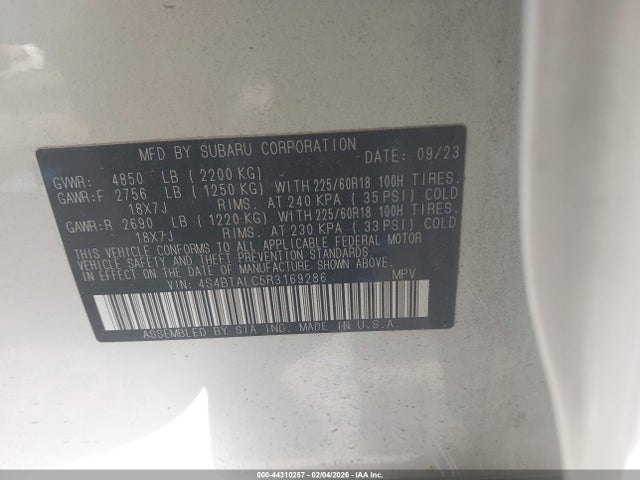 2024 SUBARU OUTBACK 4S4BTALC5R3169286 Photo 8