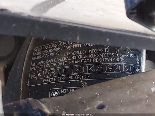 Продаж на аукціоні авто 2019 Bmw K1600 Gtl, vin: WB10F1201KZD92020, номер лоту: 44310291