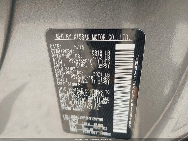 Nissan Quest Sv 2015 JN8AE2KP2F9129796 Image 9