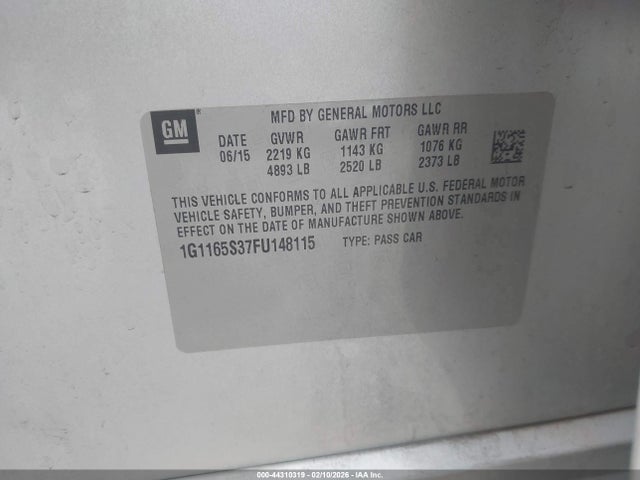 Chevrolet IMPALA 2LZ 2015 1G1165S37FU148115 Image 9