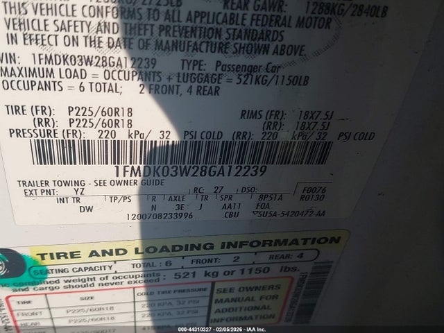 2008 FORD TAURUS X 1FMDK03W28GA12239 Photo 8
