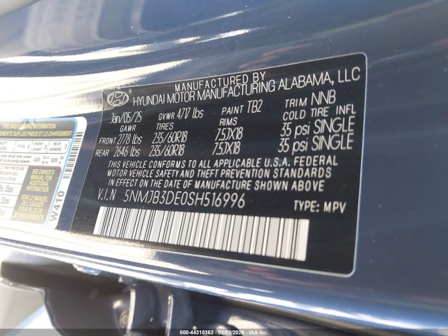 5NMJB3DE0SH516996 Hyundai TUCSON SEL