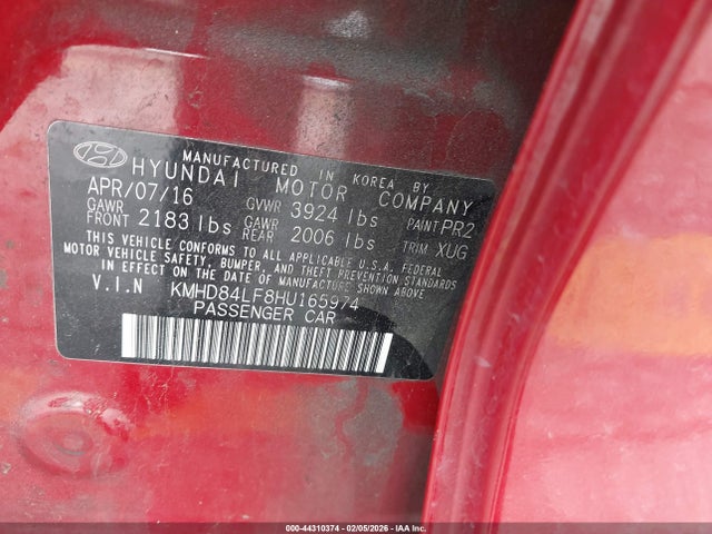 KMHD84LF8HU165974 Hyundai Elantra Limited