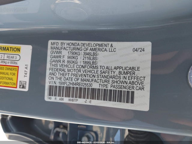 19XFL2H84RE025530 Honda Civic Sport