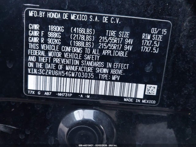 3CZRU6H54GM703035 Honda HR-V EX