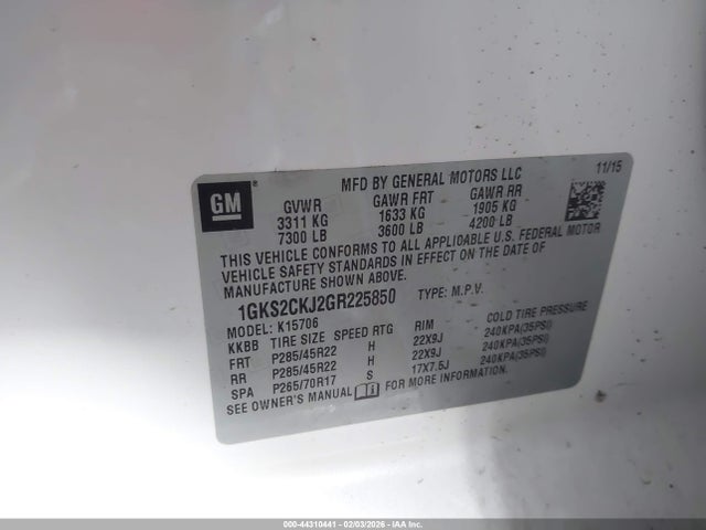 1GKS2CKJ2GR225850 GMC YUKON DENALI