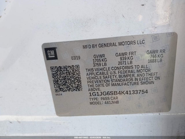 1G1JG6SB4K4133754 Chevrolet Sonic Lt Auto