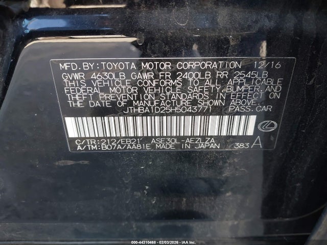 2017 LEXUS IS 200T JTHBA1D25H5043771 Photo 8