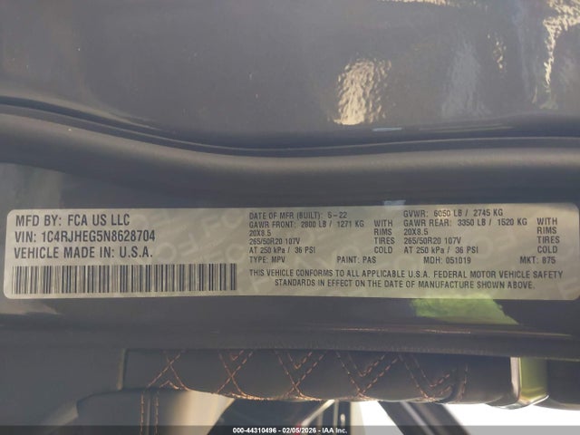 2022 JEEP GRAND CHEROKEE 1C4RJHEG5N8628704 Photo 8