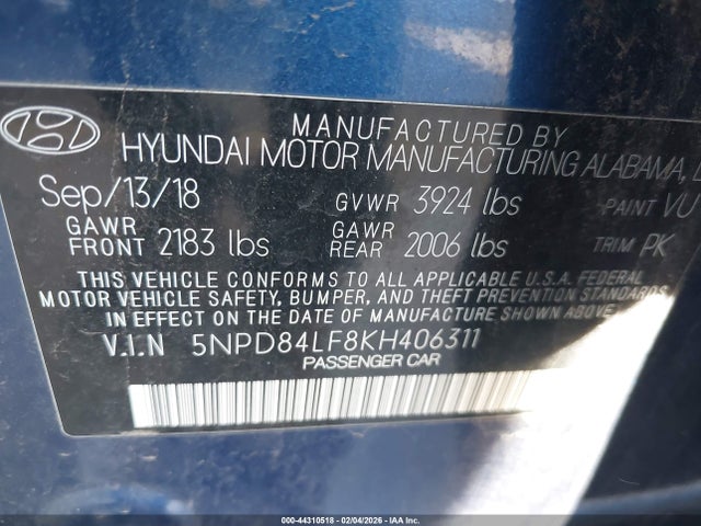 Hyundai ELANTRA SEL 2019 5NPD84LF8KH406311 Image 9