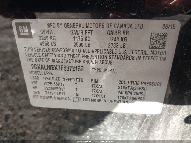 GMC Terrain Sle-1 2015 2GKALMEK7F6372159 Image 9