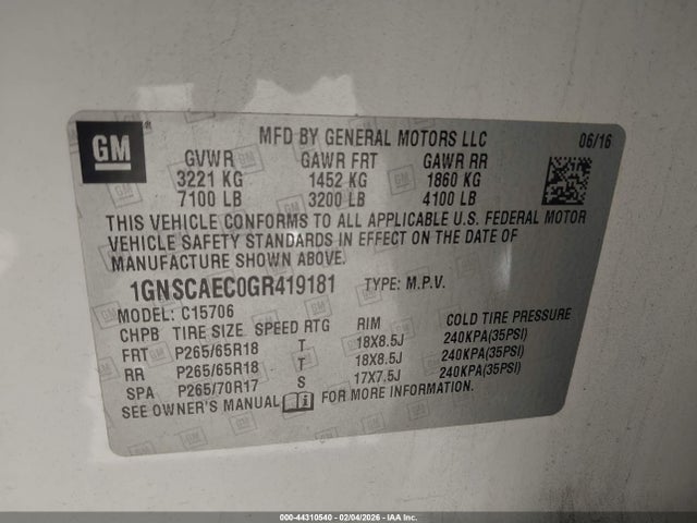 Chevrolet Tahoe Ls 2016 1GNSCAEC0GR419181 Image 9