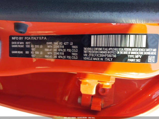 2017 FIAT 500X ZFBCFXCB9HP589766 Photo 8