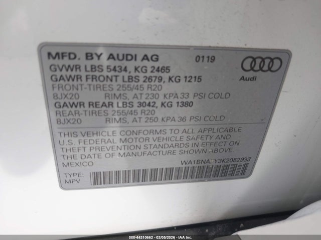 2019 AUDI Q5 WA1BNAFY3K2052933 Photo 8