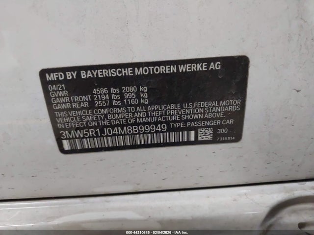 3MW5R1J04M8B99949 BMW 330I