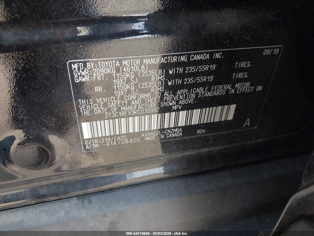 Toyota Rav4 Xle Premium 2019 2T3C1RFV3KC030997 Image 9
