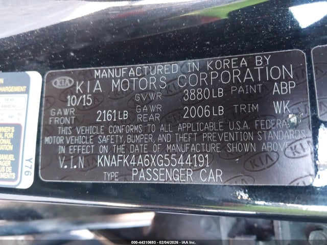 KNAFK4A6XG5544191 KIA FORTE LX