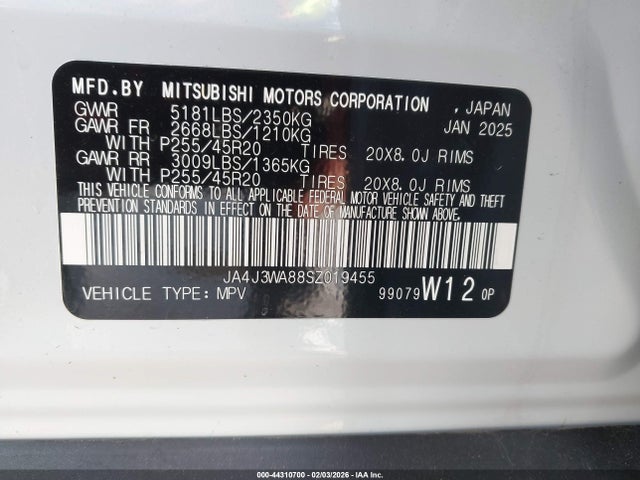 2025 MITSUBISHI OUTLANDER JA4J3WA88SZ019455 Photo 8