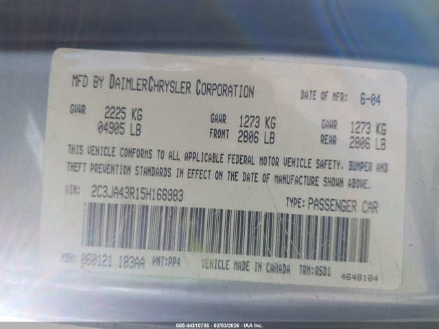 2005 CHRYSLER 300 2C3JA43R15H168983 Photo 8