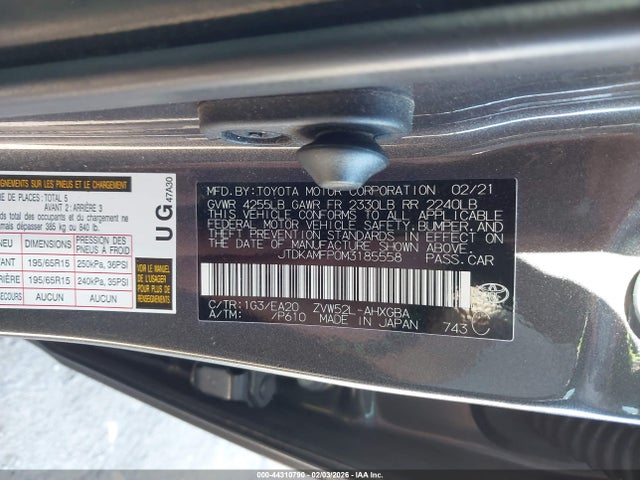 2021 TOYOTA PRIUS PRIME JTDKAMFP0M3185558 Photo 8