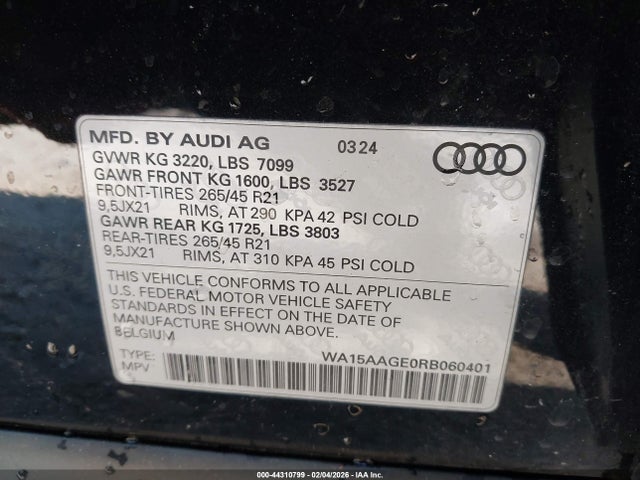 Продаж на аукціоні авто 2024 Audi Q8 E-tron Premium Plus Quattro, vin: WA15AAGE0RB060401, номер лоту: 44310799
