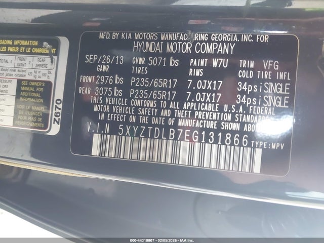 5XYZTDLB7EG131866 Hyundai Santa Fe Sport 2.4l