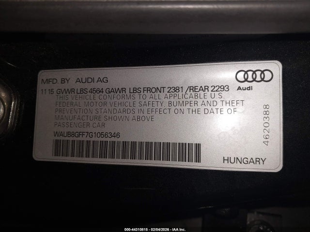 2016 AUDI A3 WAUB8GFF7G1056346 Photo 8