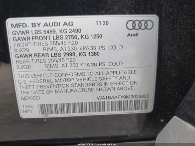 WA1BAAFY9M2026903 Audi Q5 Premium Plus 45 Tfsi Quattro S Tronic