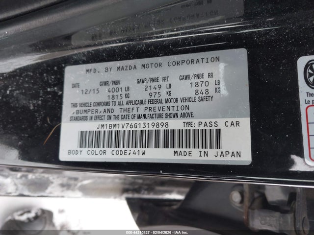 Aukcja sprzedaży 2016 Mazda Mazda3, vin: JM1BM1V76G1319898, numer aukcji: 44310827