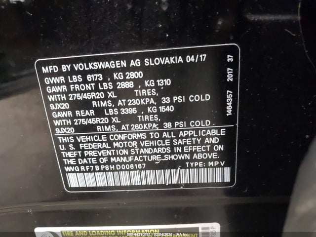 2017 VOLKSWAGEN TOUAREG WVGRF7BP8HD006167 Photo 8