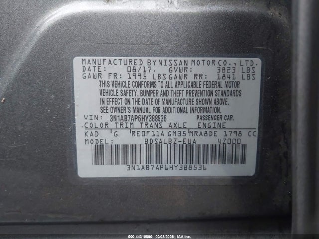 3N1AB7AP6HY388536 Nissan SENTRA S